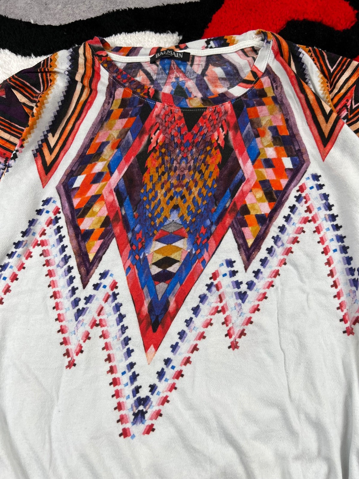 Vintage Balmain Rare Multicoloured Print Y2K Men's Tee Shirt Size M gallery