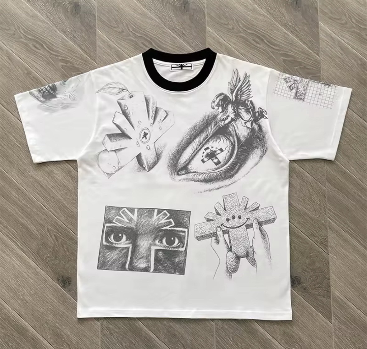 Vertabrae Mixed Feelings Tee White Men's Round Neck Cotton Short Sleeve T-shirts gallery