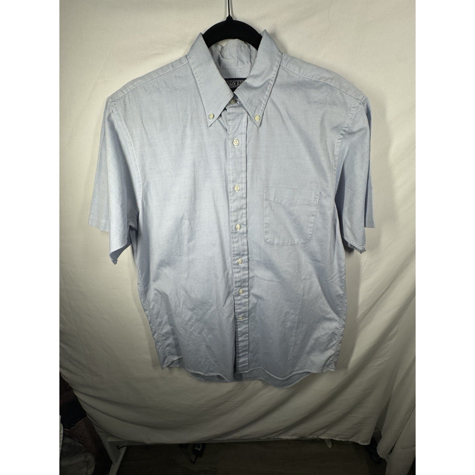Stafford Mens Dress Shirt 17 Blue Short Sleeve Wrinkle Free Broadcloth Work gallery