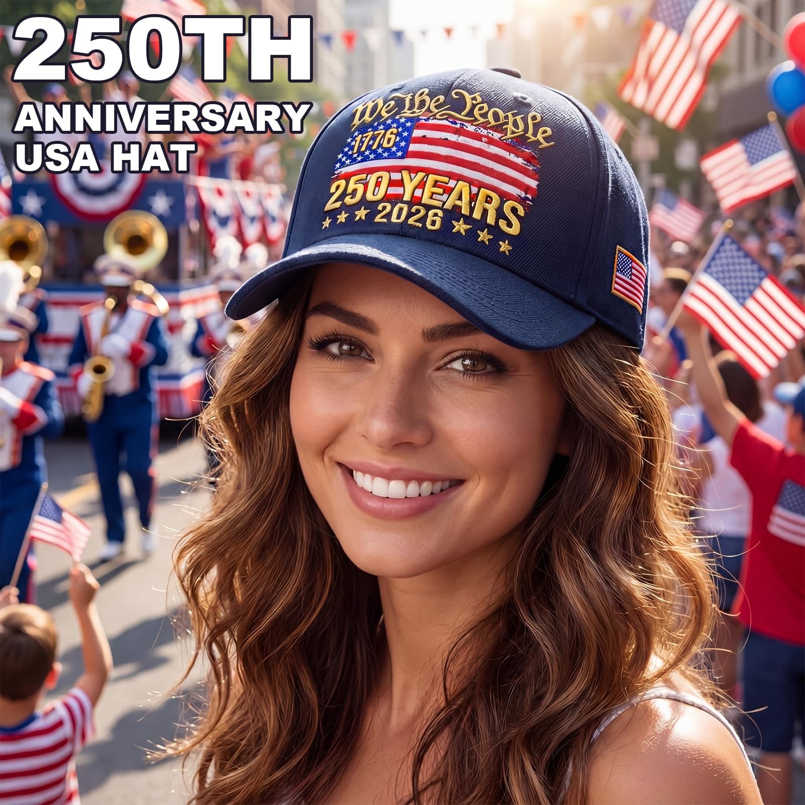 250th Anniversary USA Hat Patriotic Embroidered Baseball Cap Adjustable Anniv... gallery