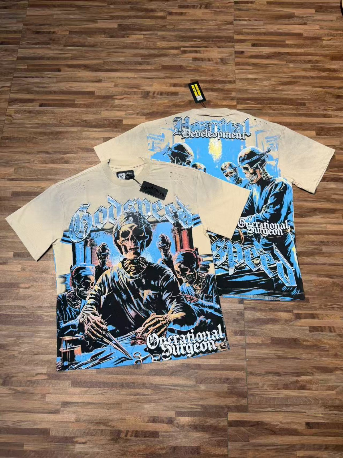 Godspeed Essential Tee shirt Black & Lvory S-M-L-XL Unisex gallery