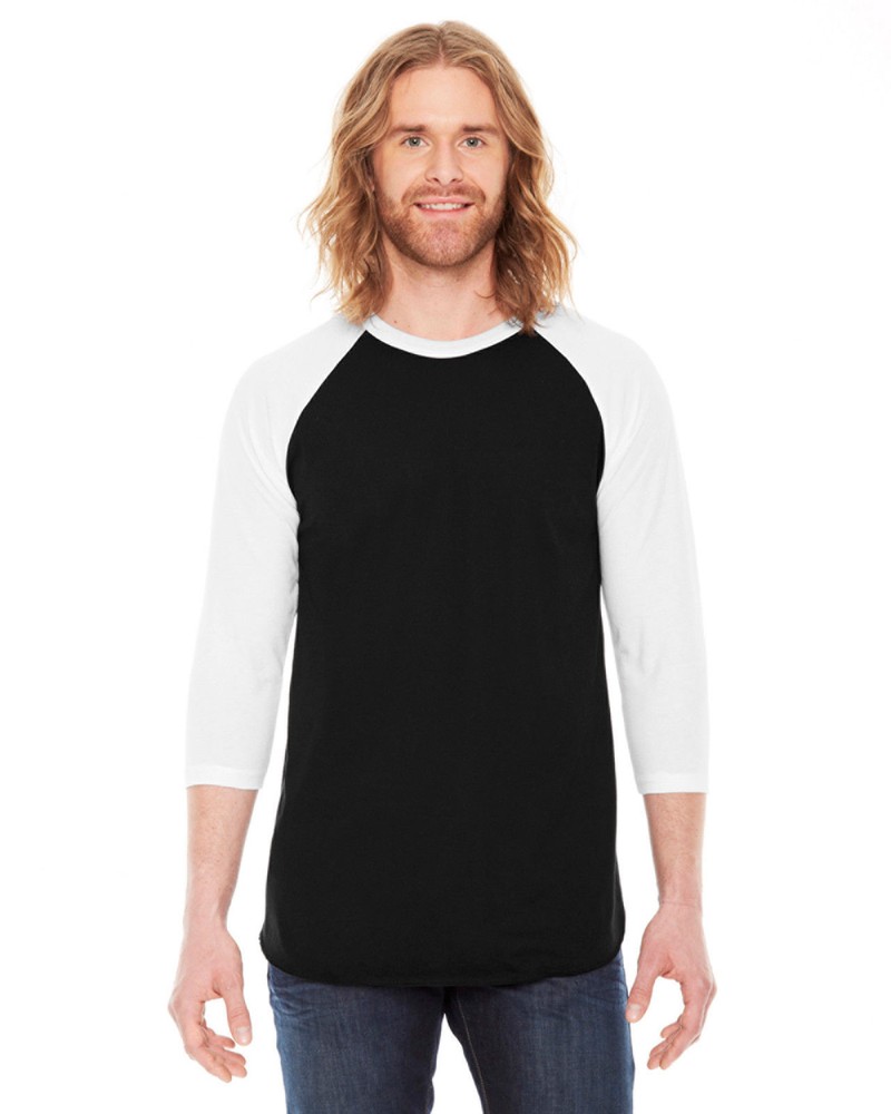 BB453USA American Apparel Unisex Poly-Cotton 3/4-Sleeve Raglan Tee T-Shirt