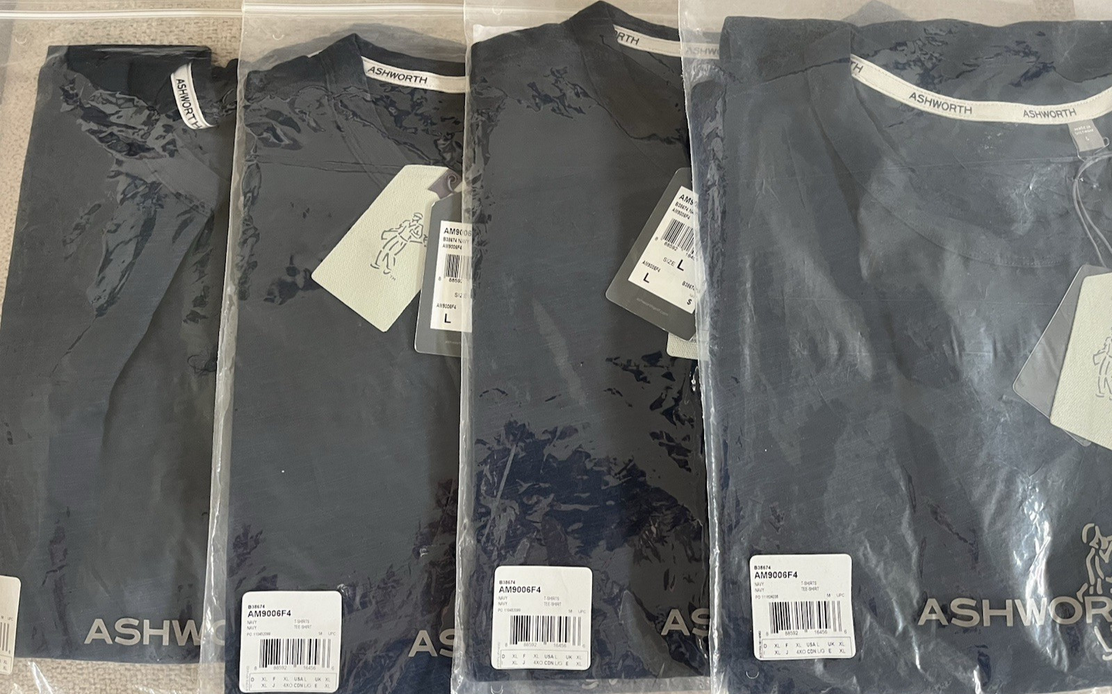 NEW W/TAG ASHWORTH MEN'S SPACE DYED WALKING MAN TEE SHIRT NAVY SZ LARGE MSRP $40 gallery