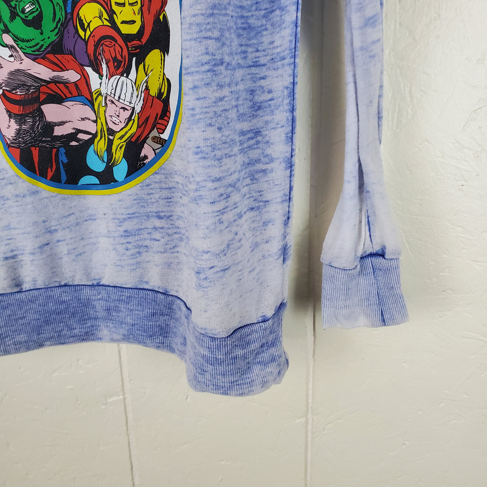 Marvel Shirt Men Medium Blue Graphic Scoop Neck Long Sleeve Sheer Zipper Stretch gallery