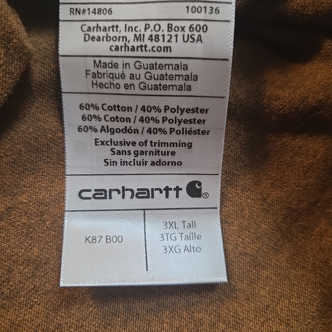 Carhartt Heavyweight K87 Pocket Tee Shirt Mens 3XLT Tall Workwear gallery