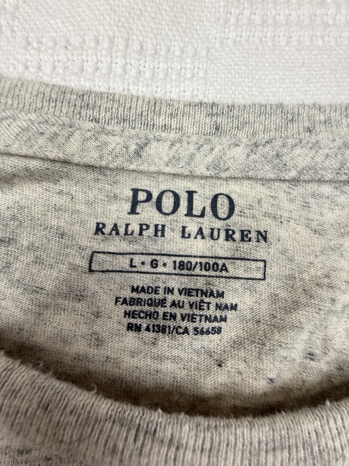 POLO RALPH LAUREN CREW T-SHIRT L GRAY LONG SLEEVE POCKET Embroidered PONY Logo gallery