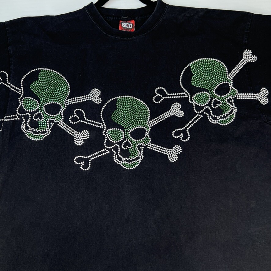 Geto Jeans Men Shirt XXXL Skull Crossbone Metallic Stud Shiny Work Party Core Go gallery