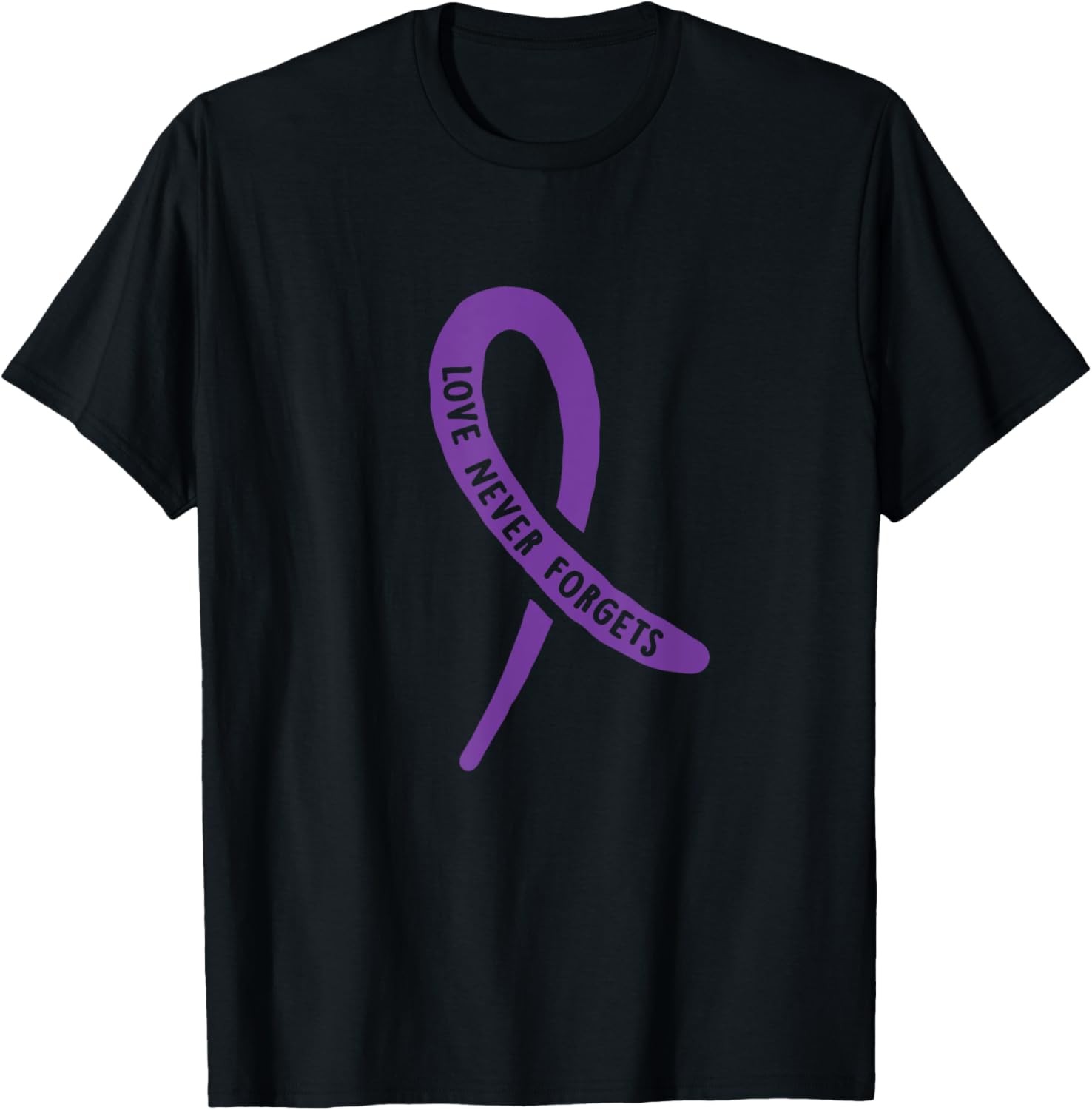 Alzheimer' Awareness Love Never Forgets Purple Ribbon T-Shirt gallery