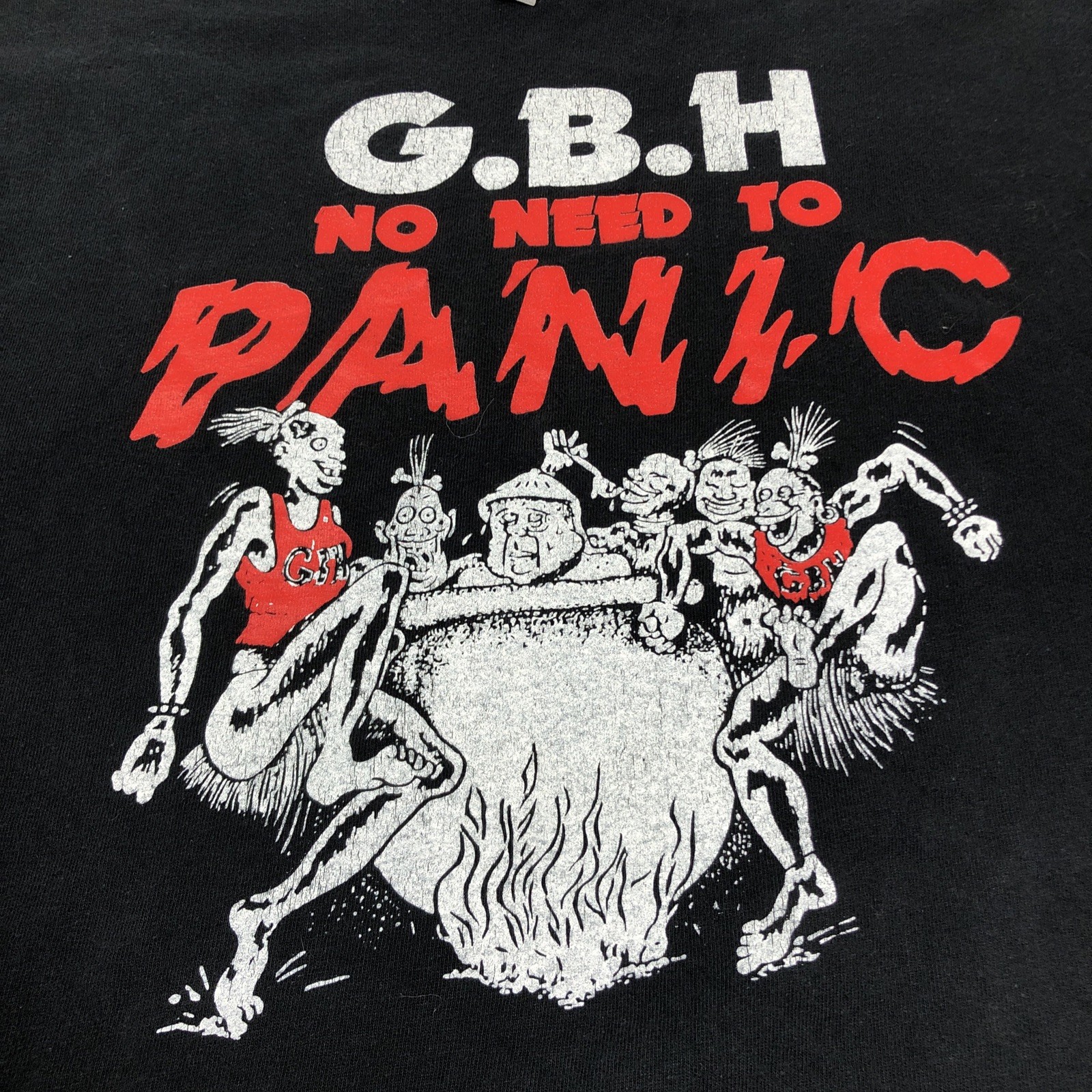 GBH No Need To Panic Album Logo size XL Black T Shirt UK Hardcore Punk Band Tee gallery