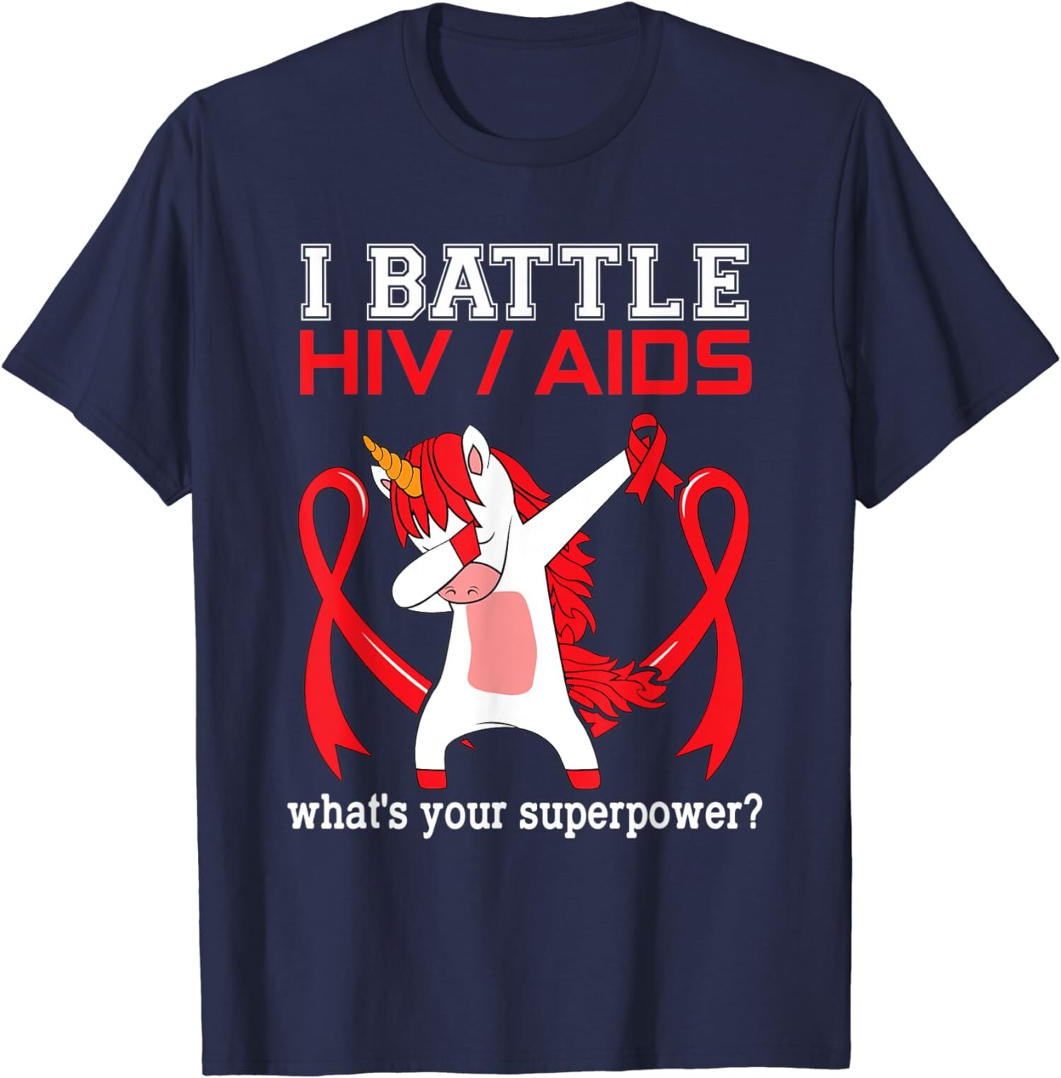 Unicorn I Battle HIV AIDS Awareness Month December Unisex T-Shirt gallery