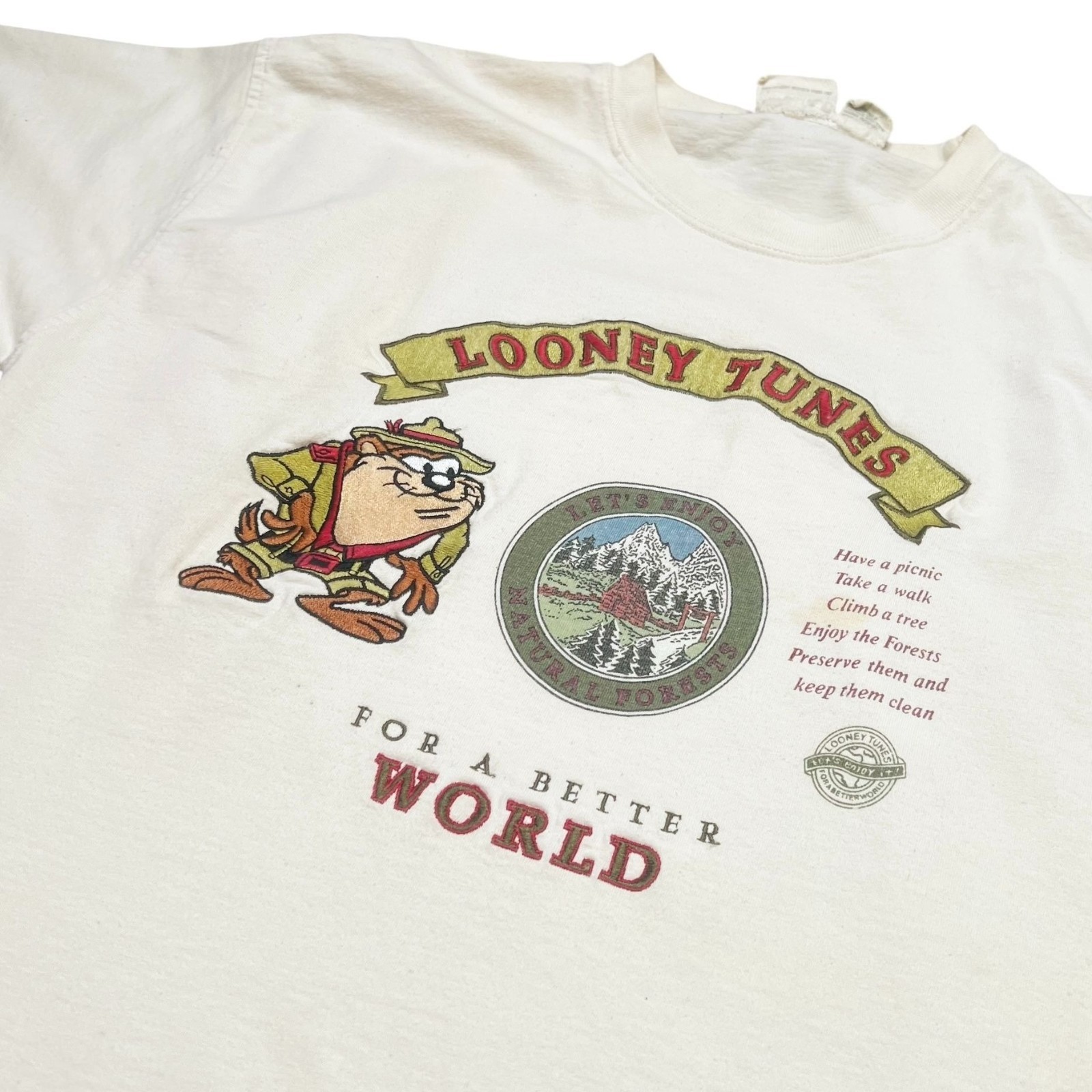 Acme VTG Looney Tunes Taz Tasmanian Devil Mens Size L Embroidered Forests gallery