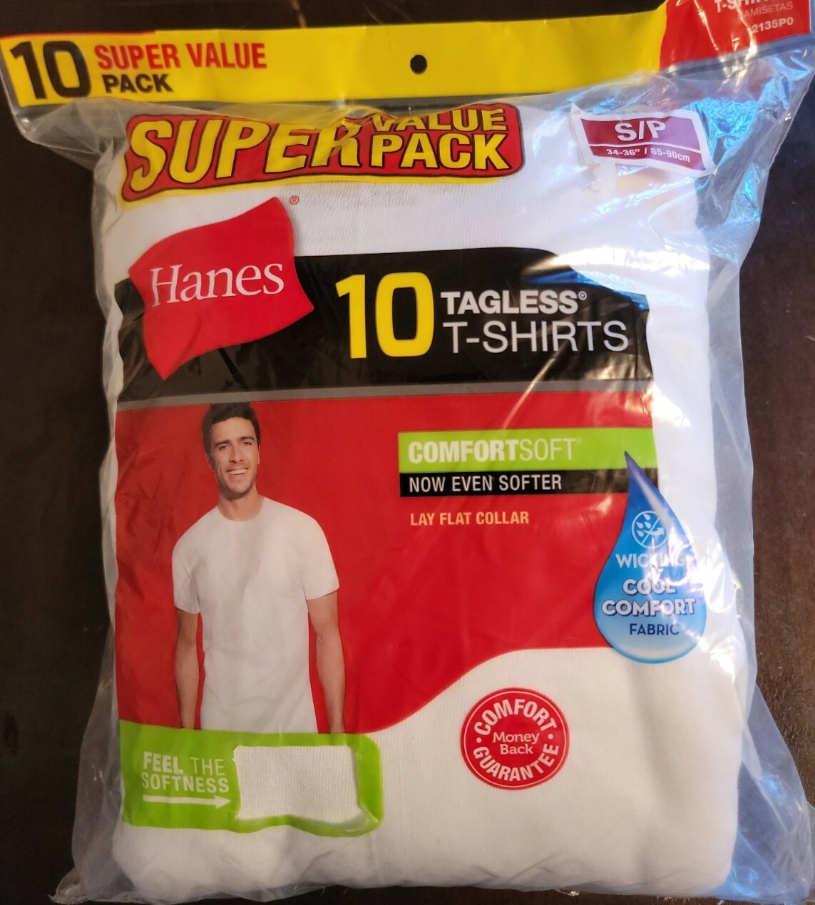 Hanes Men's Crewneck Size SMALL 34"-36" White T-Shirts - 10 Pack NEW IN PACKAGE gallery
