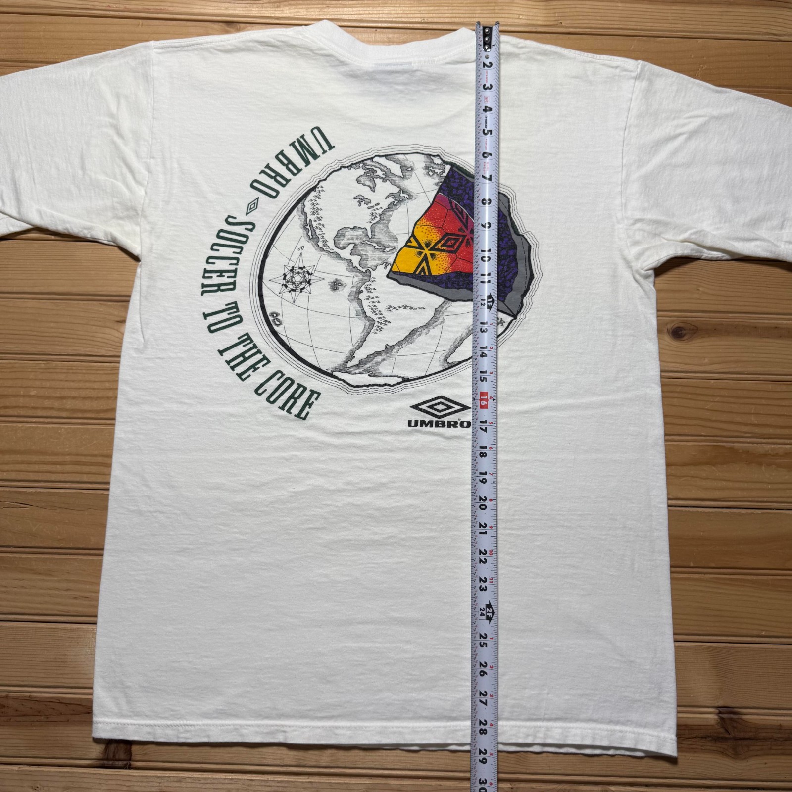 Vintage 90s Umbro Soccer To The Core Globe Sports Graphic T-Shirt USA - Large gallery