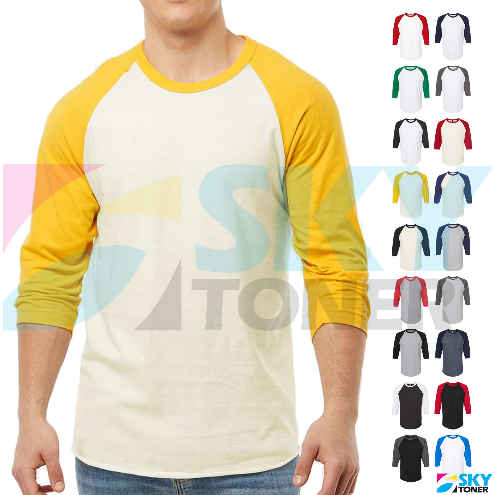 3/4 Sleeve Plain Baseball Raglan T-Shirt Men's Sports Team Jersey Tee Tultex 245 gallery
