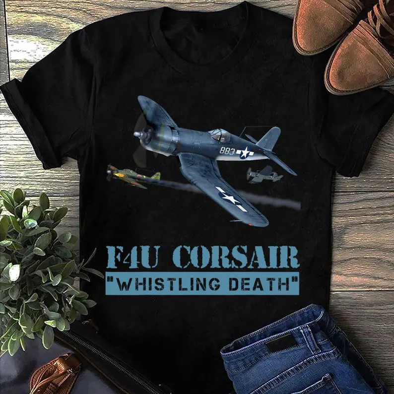 F4U Corsair Whistling Death Warbird Airplane T Shirt, Gift for Airplane Lover, A gallery