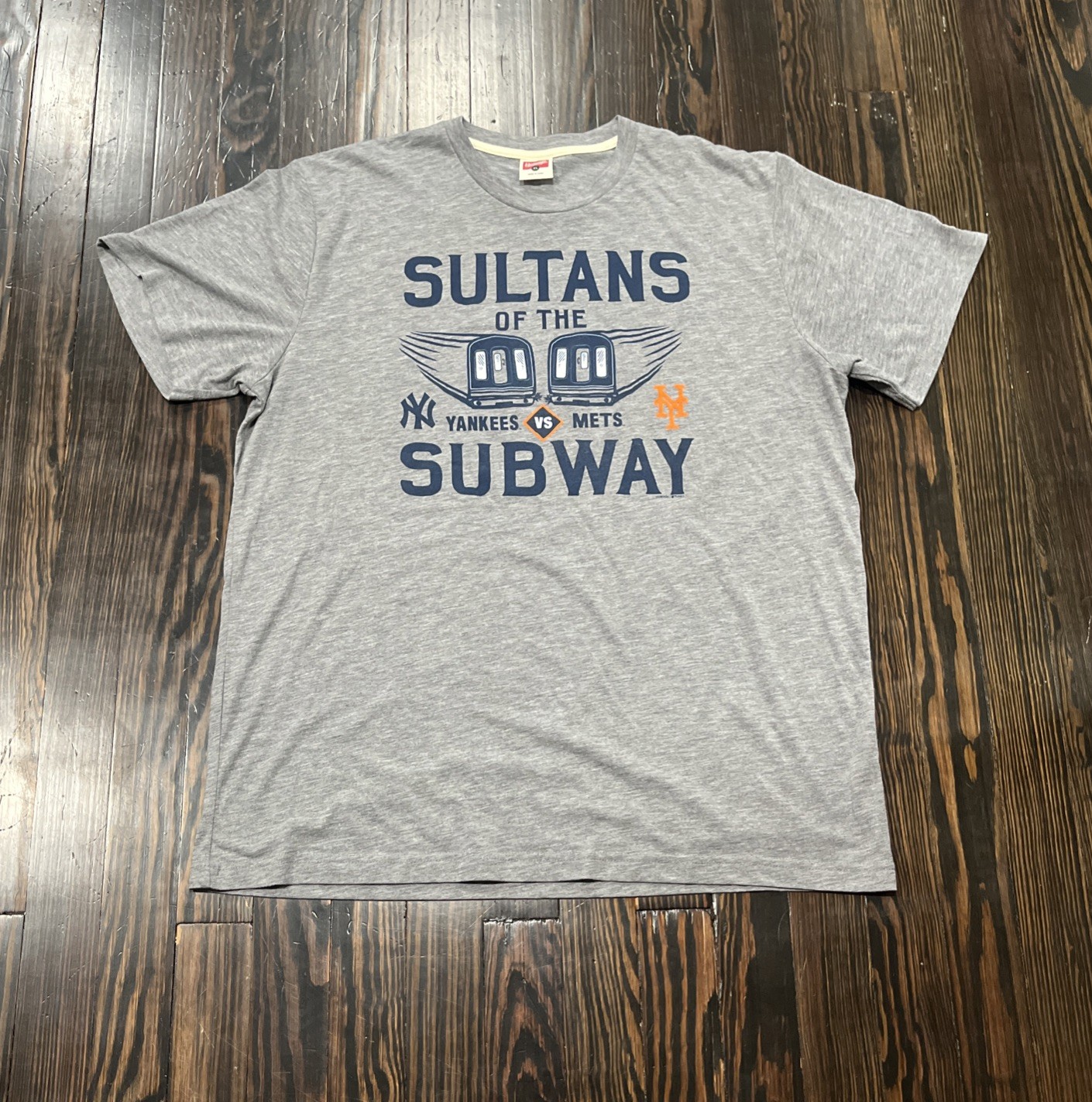 Homage Yankees Vs Mets T Shirt Men’s XL Gray Polyester Cotton Rayon