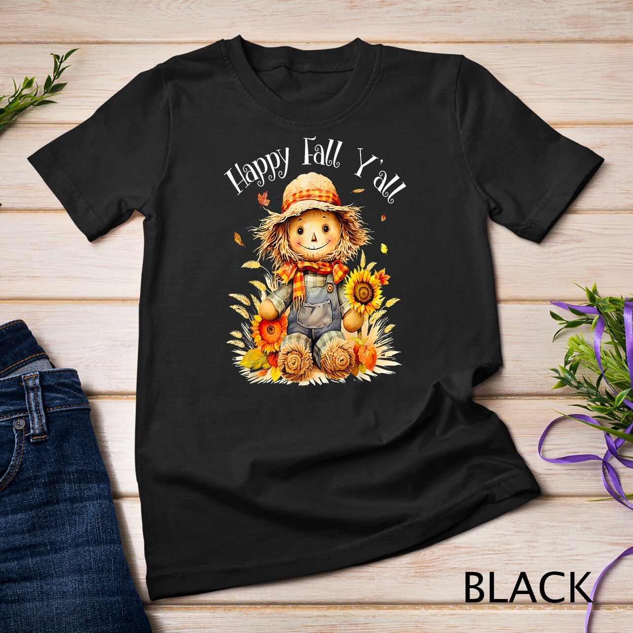 Happy Fall Yall Shirt Scarecrow Pumpkin Autumn Thanksgiving Unisex T-shirt gallery