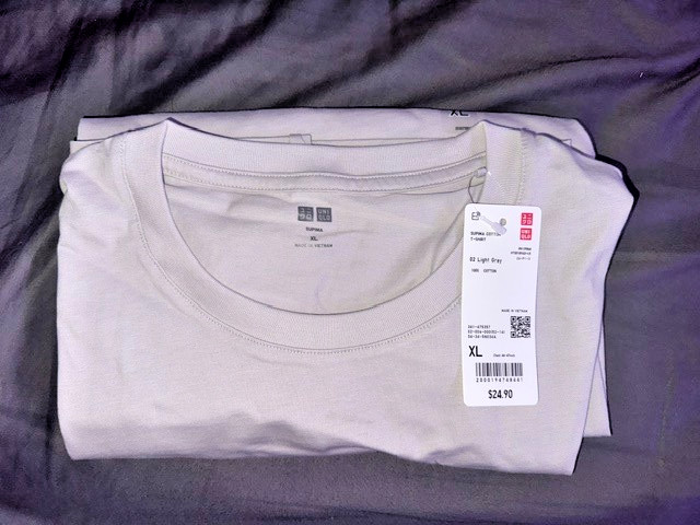 Uniqlo Supima T Shirt Mens XL 02 Light Gray Cotton NEW gallery