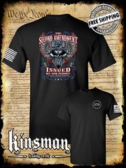 2nd Amendment Issued My Gun Permit 2-Sided T-Shirt Never Expires Skull Biker USA
