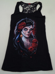 Spiral Direct Womens Small Sleeveless T Shirt Day of the Dead Mexican Skull