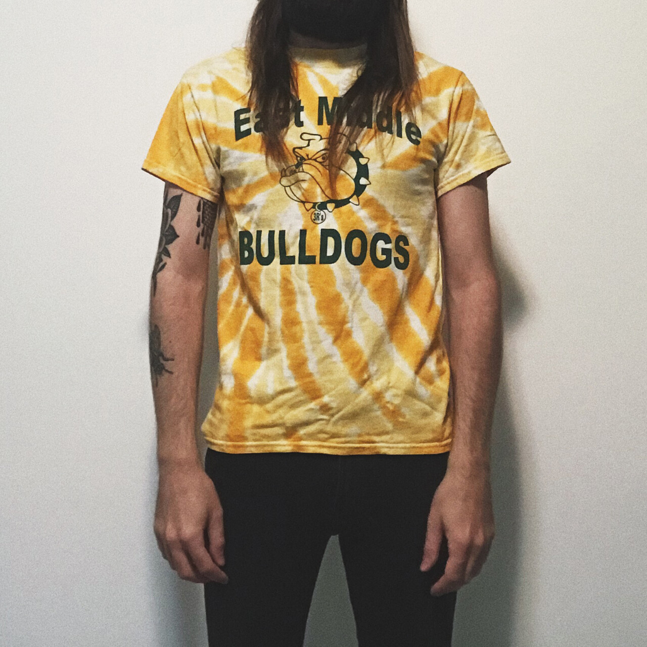 Classic High School Sports Tee East Middle Bulldogs Mascot Tie Dye Small