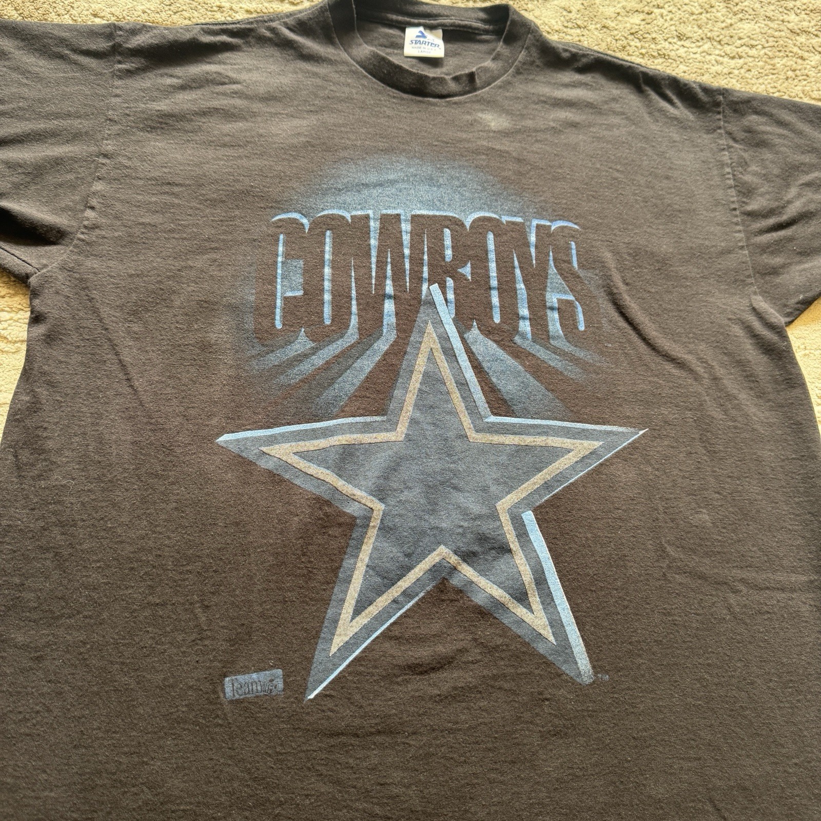 Vintage 90s Starter Dallas Cowboys Tee Mens Large Black NFL Football Tee USA gallery