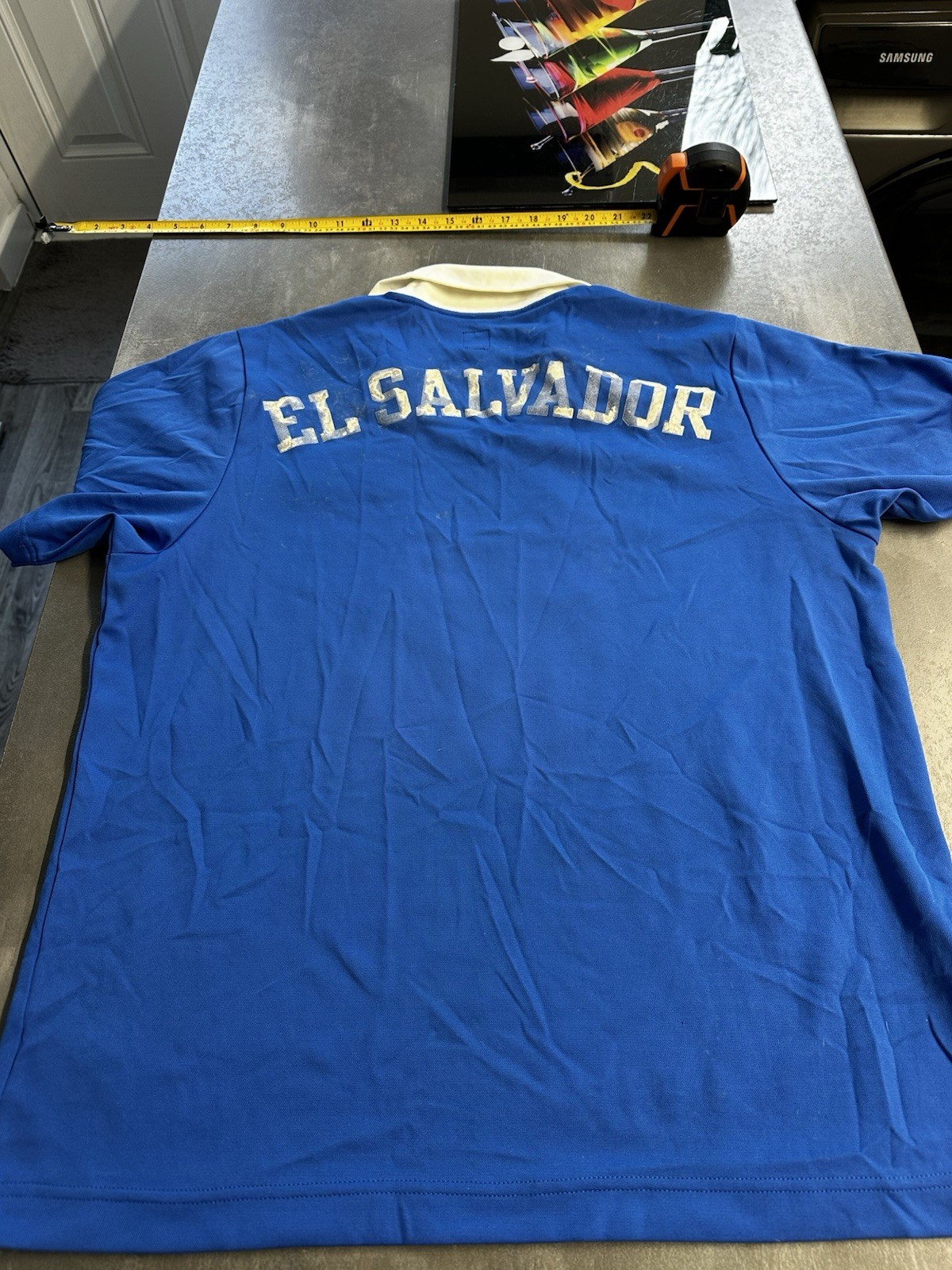 Rare Vintage 2005 Adidas EL SALVADOR Originals Football Polo Shirt Medium Blue gallery