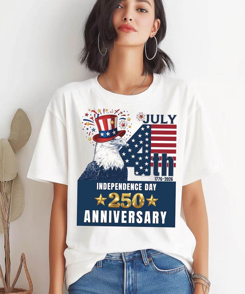 4th Of July T-Shirt, USA 250th Anniversary Graphic Tee, Uncle Sam Hat gallery