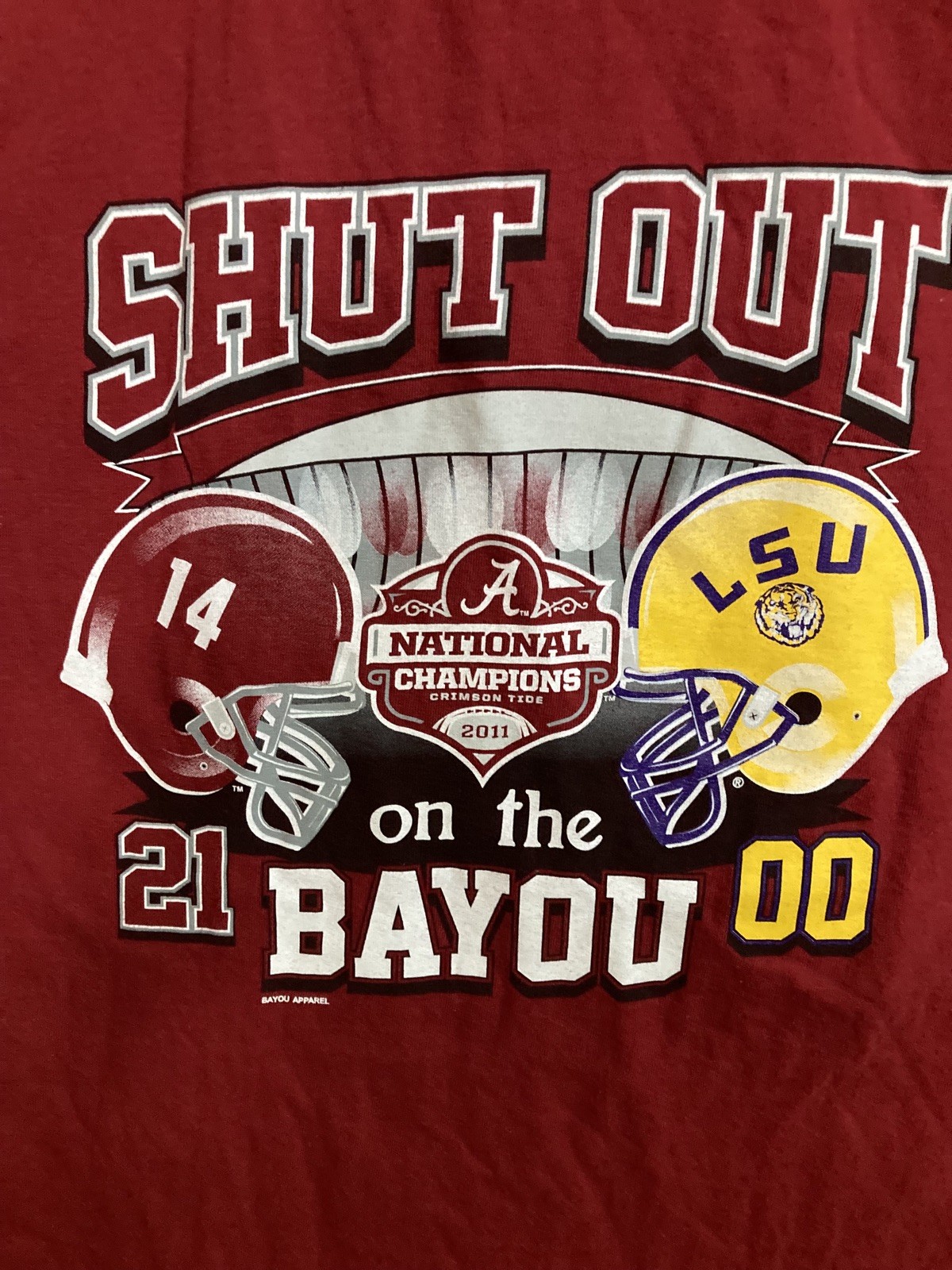 men Alabama Crimson Tide vintage 5xl 2011 championship ShutOut on the Bayou 21-0 gallery
