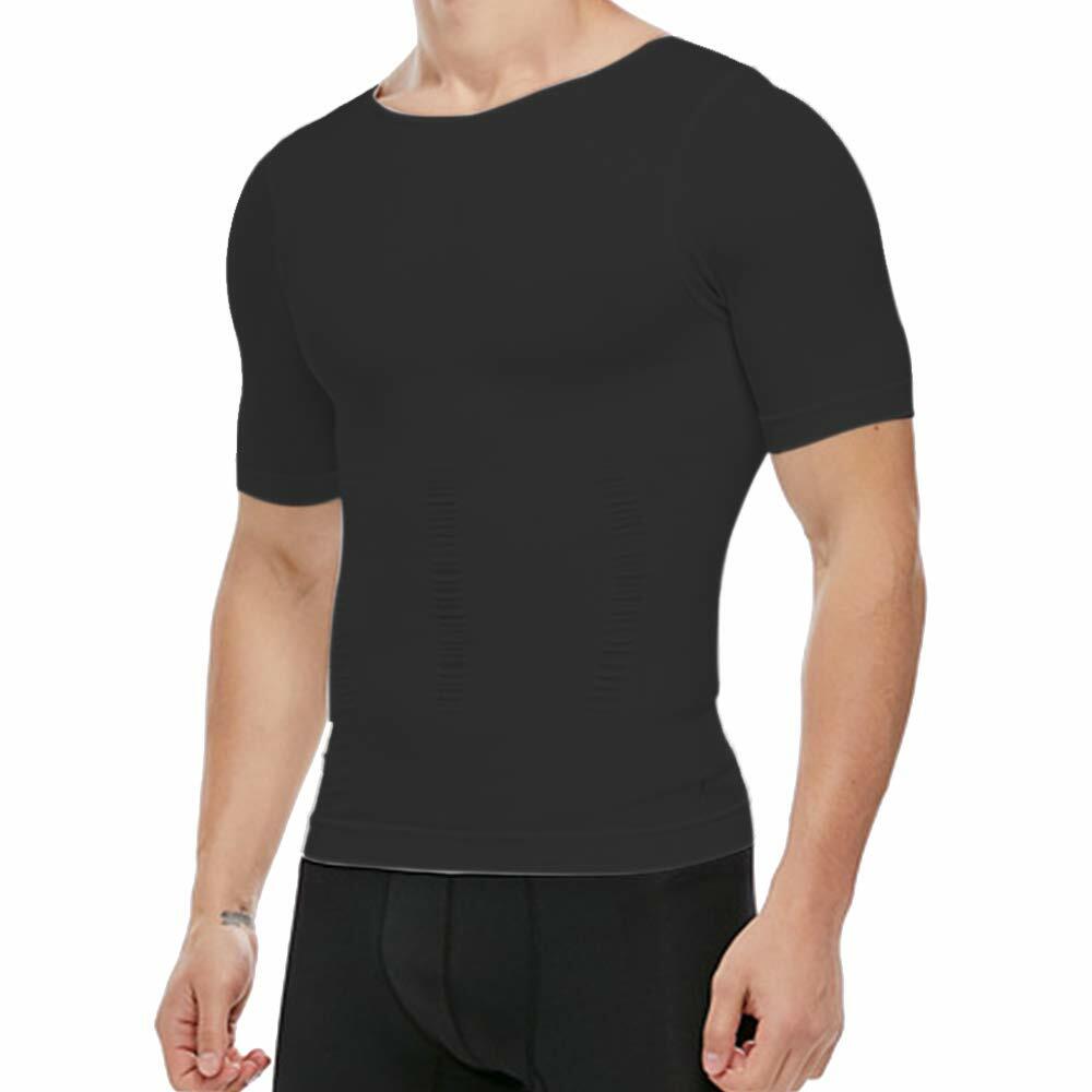 Men’s Body Shaper Compression Shirt Short Sleeve Tank Tops Gym Workout Underwear