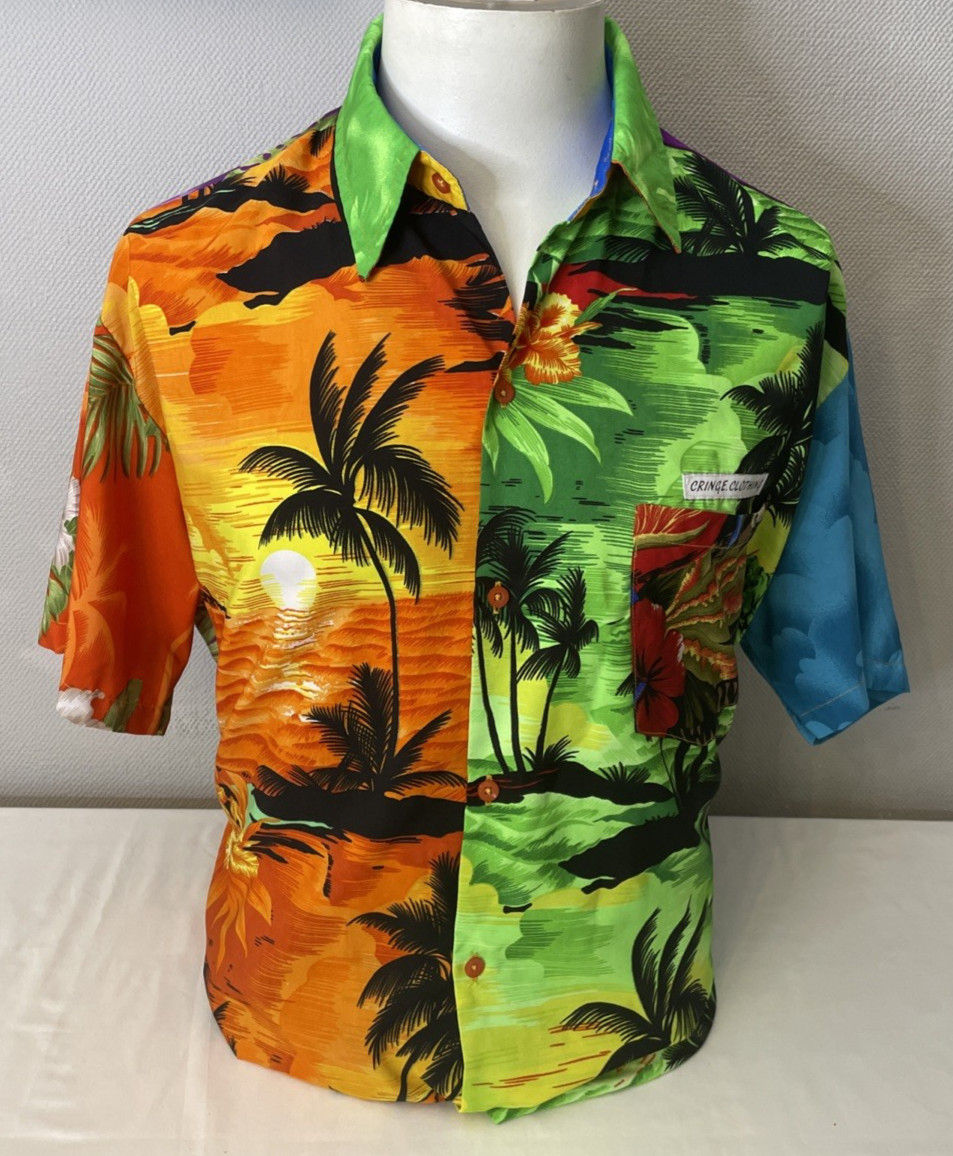 Cringe Clothing Hawaiian Shirt Colourful Palm Tree Island Summer Shirt Size XL