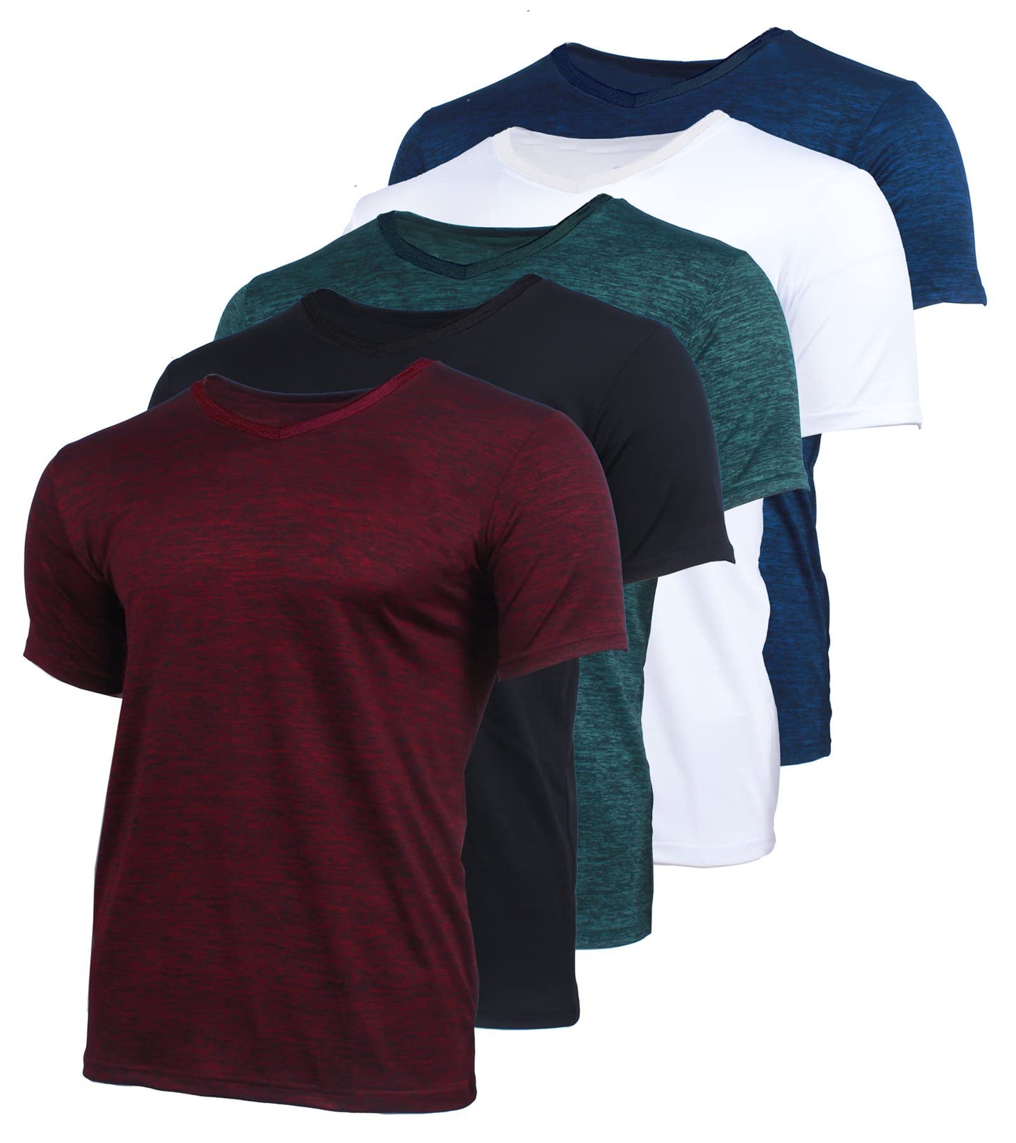BROOKLYN VERTICAL Men’s 5-Pack V-Neck Quick Dry Moisture Wicking Active... gallery