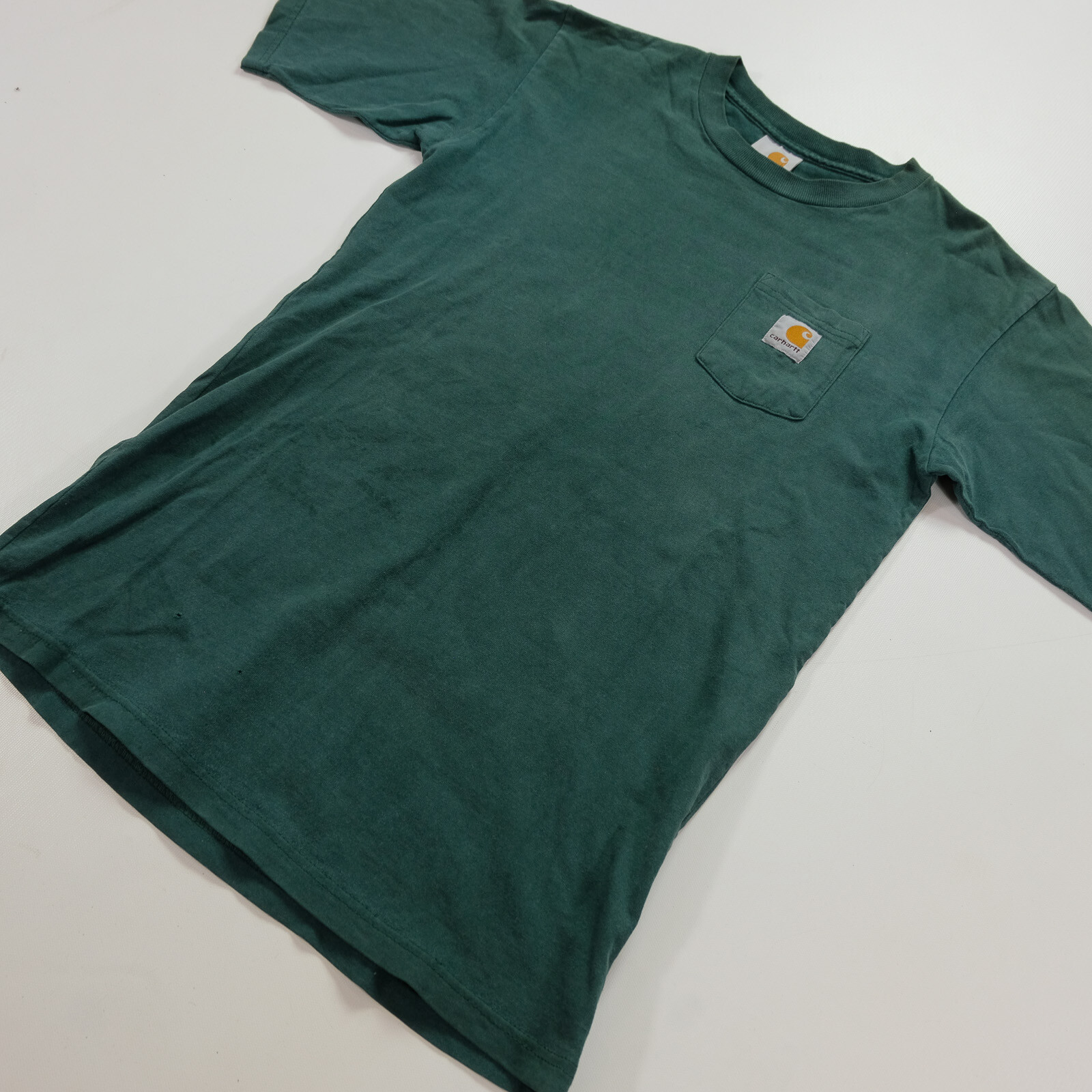 Rare VTG CARHARTT Spell Out Patch Pocket T Shirt 90s 2000s Rodeo Cowboy Green gallery