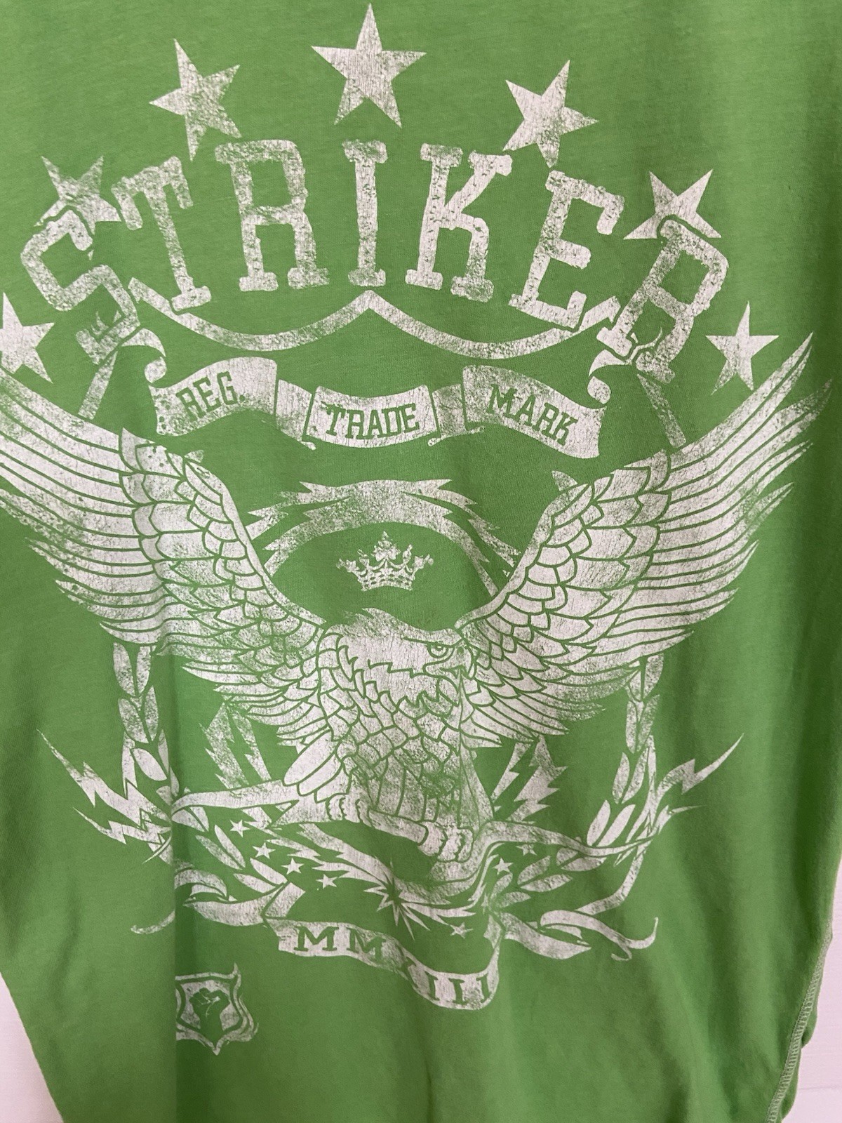 Skully Men’s T-Shirt Green Striker Retro Small