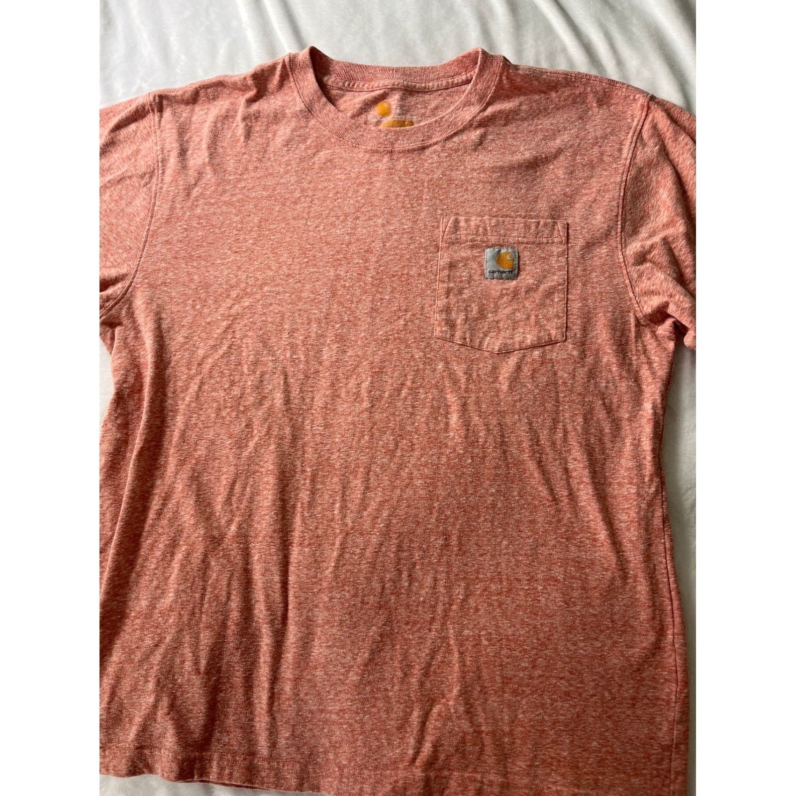 Carhartt Mens K87 Workwear Pocket T-Shirt Heather Coral Orange Original Fit M