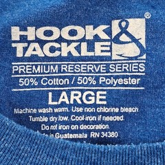 Hook & Tackle Performance Fishing Blue Short Sleeve Cotton Blend T-Shirt Men’s L