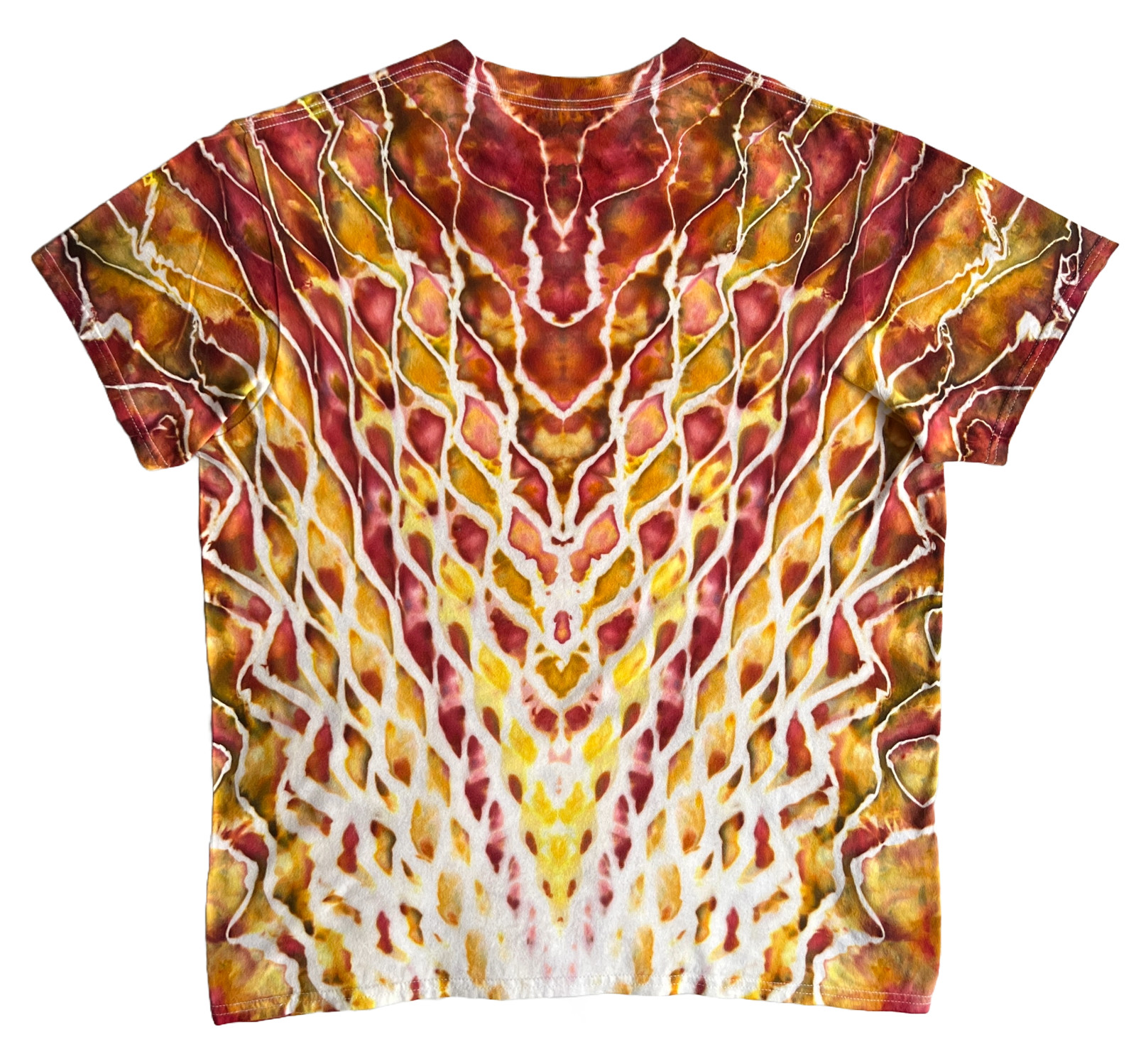 V Roll Ice Tie Dye T-Shirt, Unisex L SS, Burgundy & Gold gallery