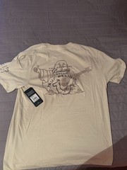 True Religion Men’s Beige Buddha Graphic Print Crew Neck Short Sleeve T-Shirt