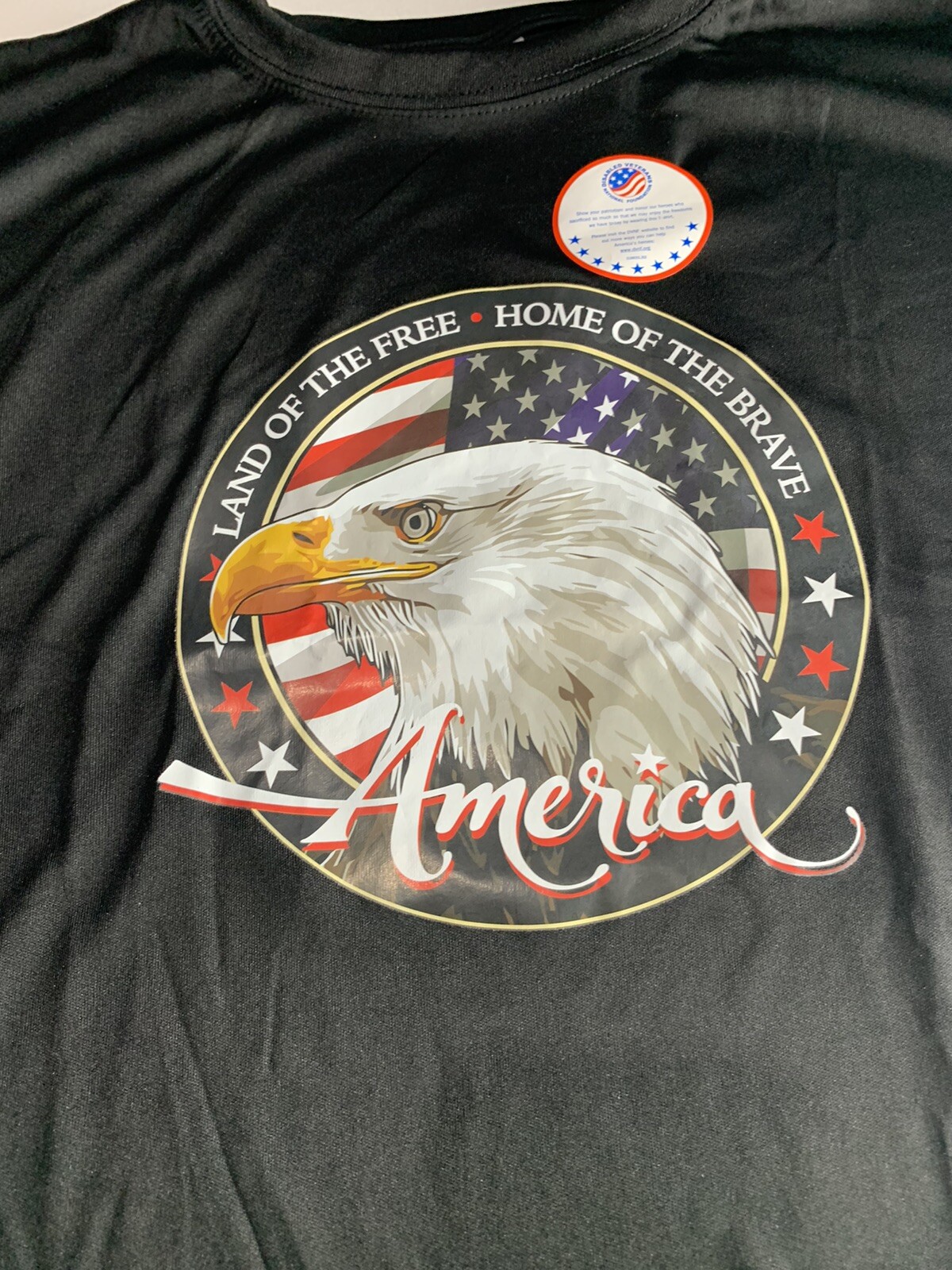 Land of the Free Home of the Brave America Eagle Large T Shirt in Black gallery
