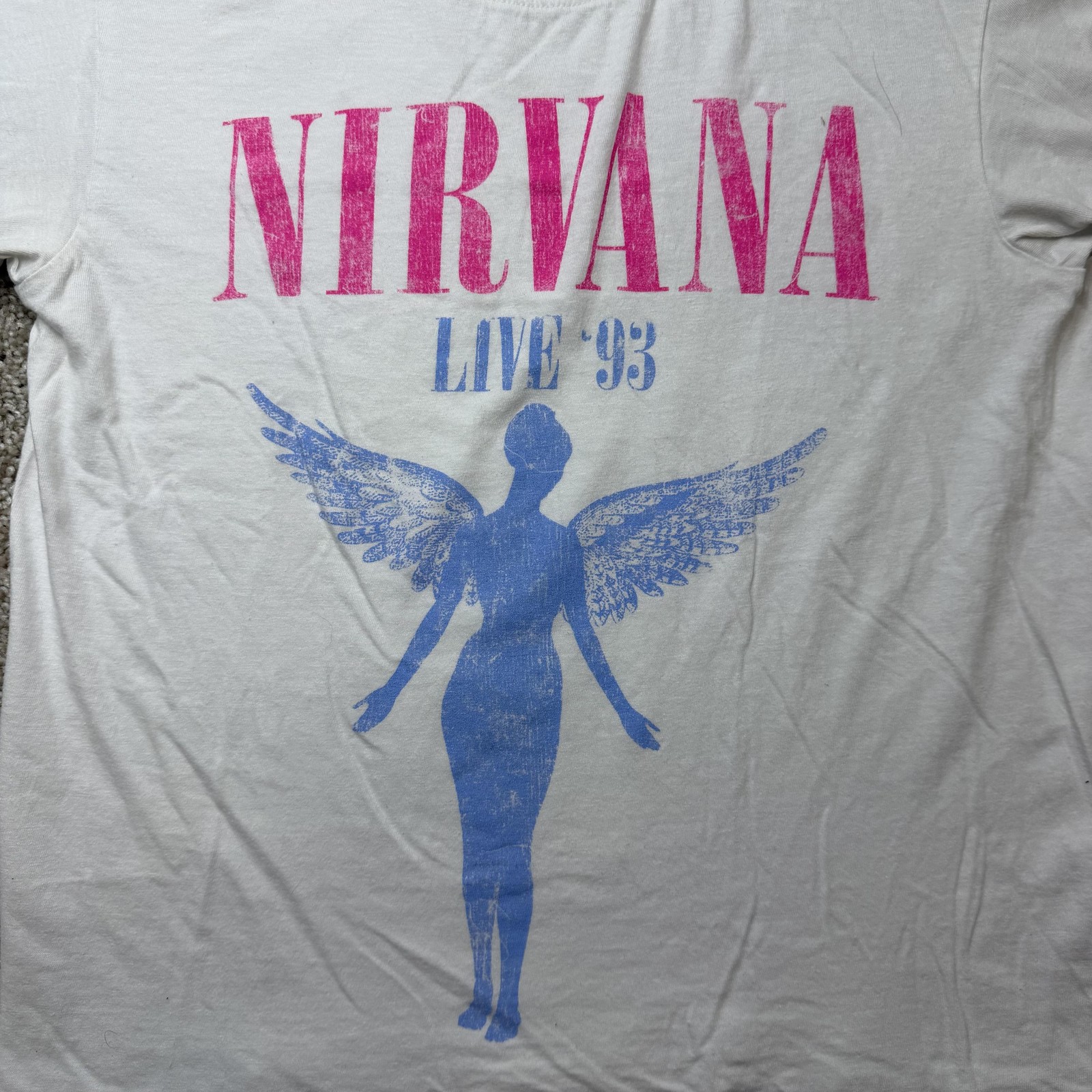 Nirvana Shirt Mens 2XS White Live 93 Angel Graphic Tee T-Shirt Rock Band Music gallery