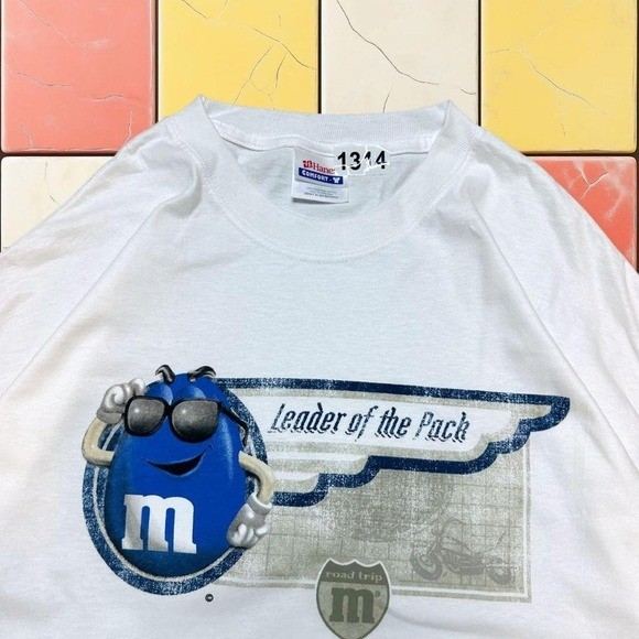 Vintage M&M Candy Cartoon Tee Y2K Men XL White Leader Of The Pack Promo Shirt gallery
