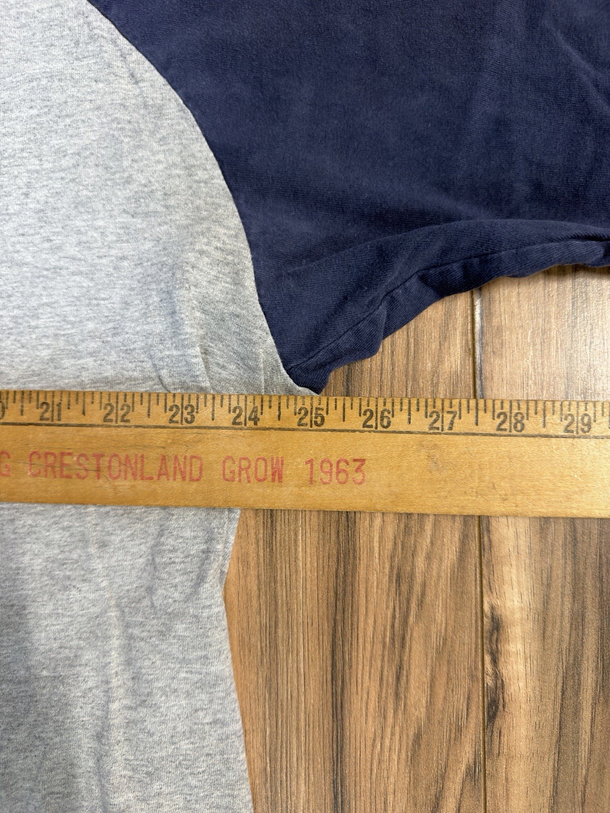 Vintage 90s Varsity Baseball PE Gray Navy Blue Raglan Sleeve Shirt Jersey XL gallery