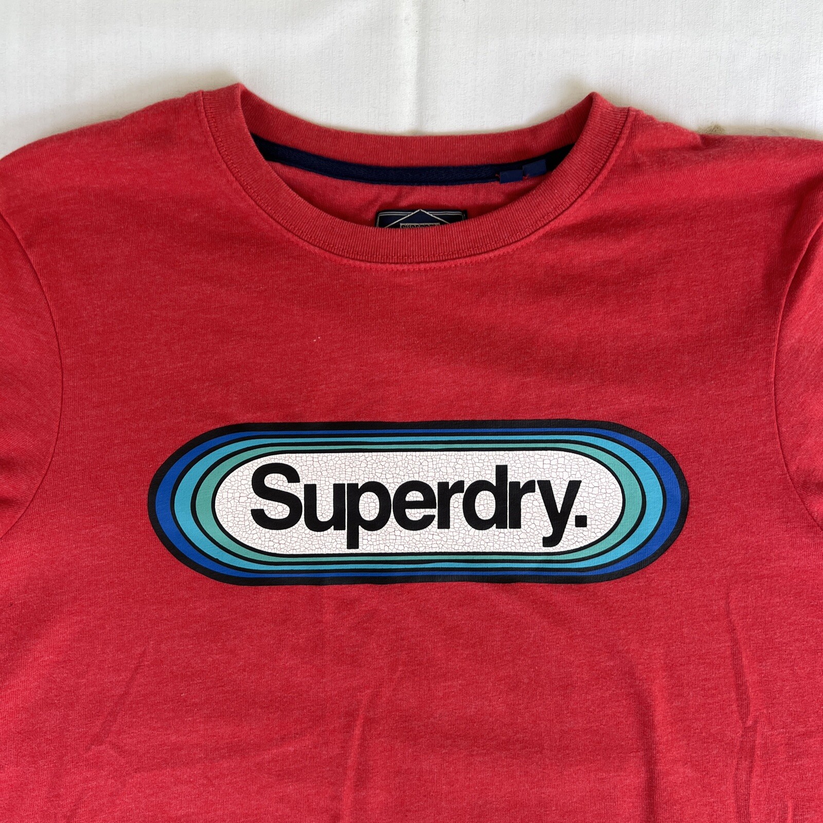 SUPERDRY T Shirt Men’s Size Medium RED Premium Streetwear Distressed Print 1363