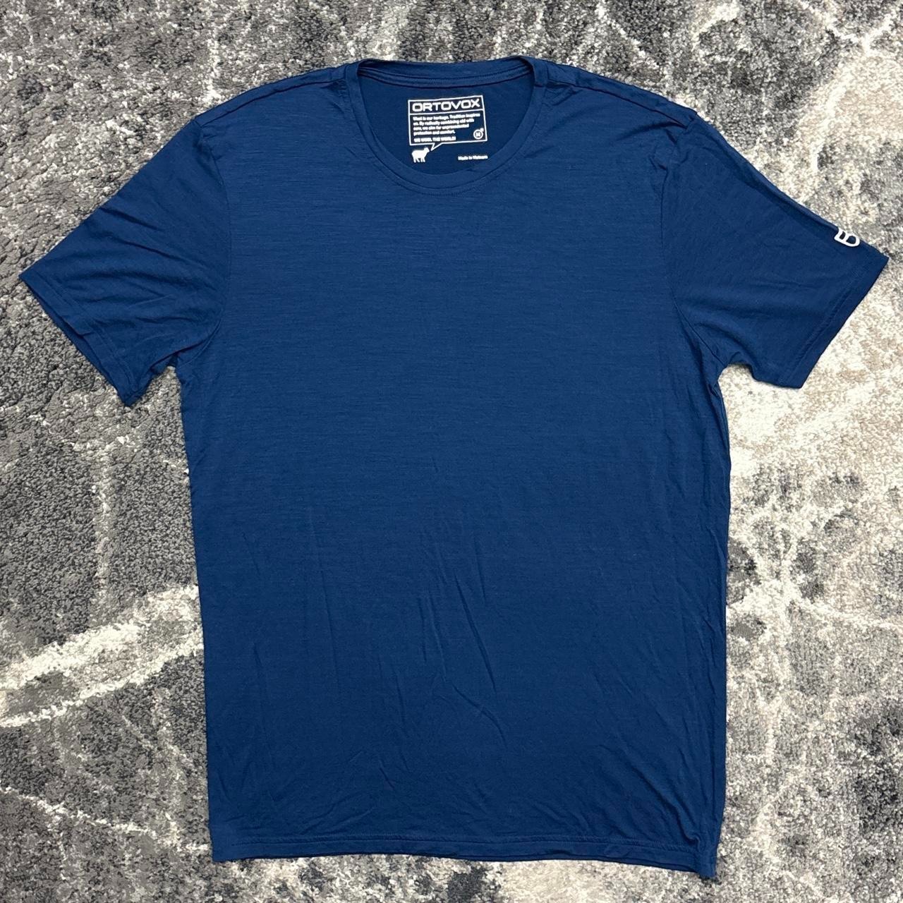 Ortovox Merino Wool Shirt Mens Medium Navy Blue Short Sleeve Base Layer Outdoors gallery