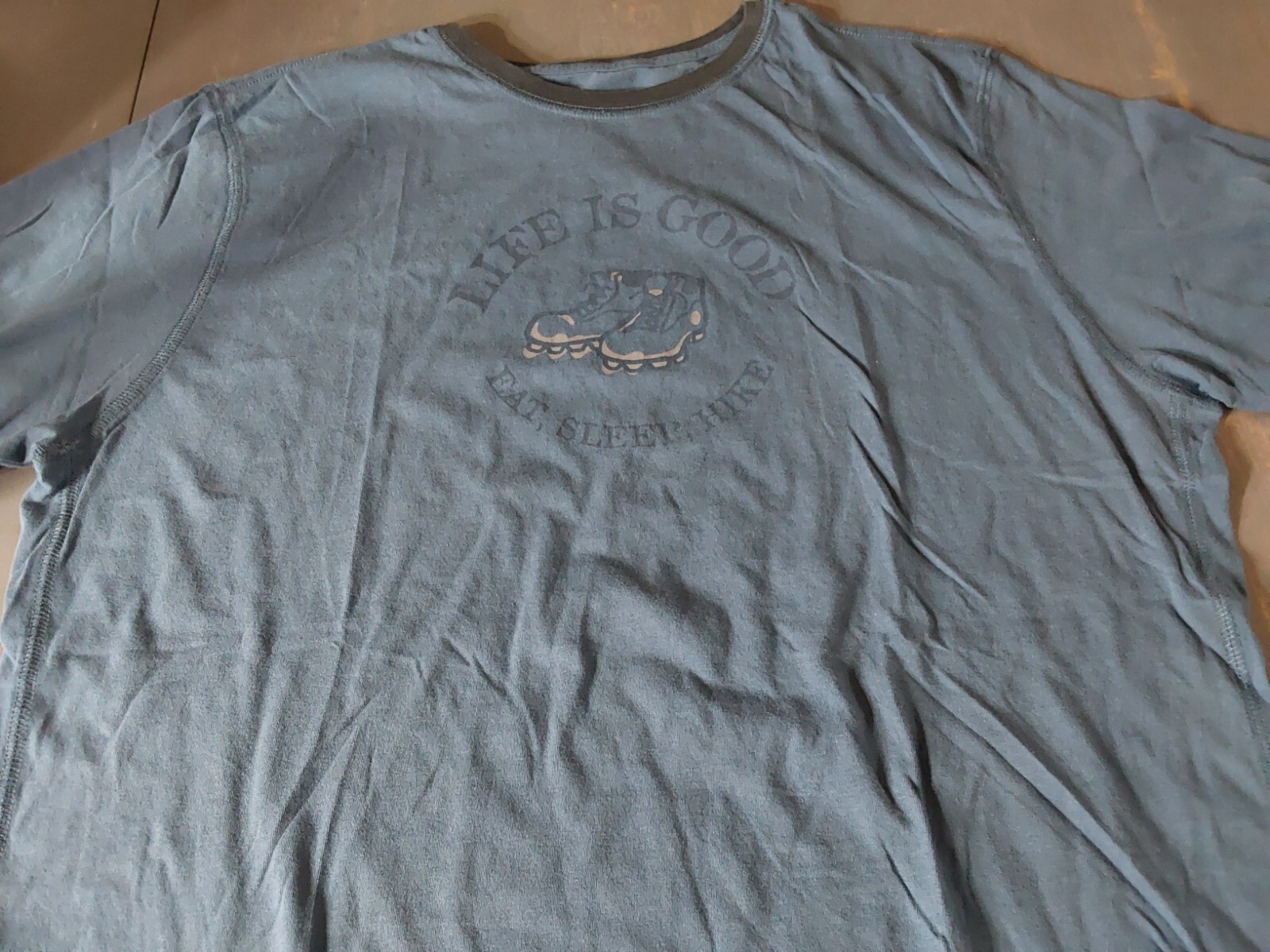 Life Is Good T Shirt Mens Size Large Blue Eat Sleep Hike Semi Fitted gallery