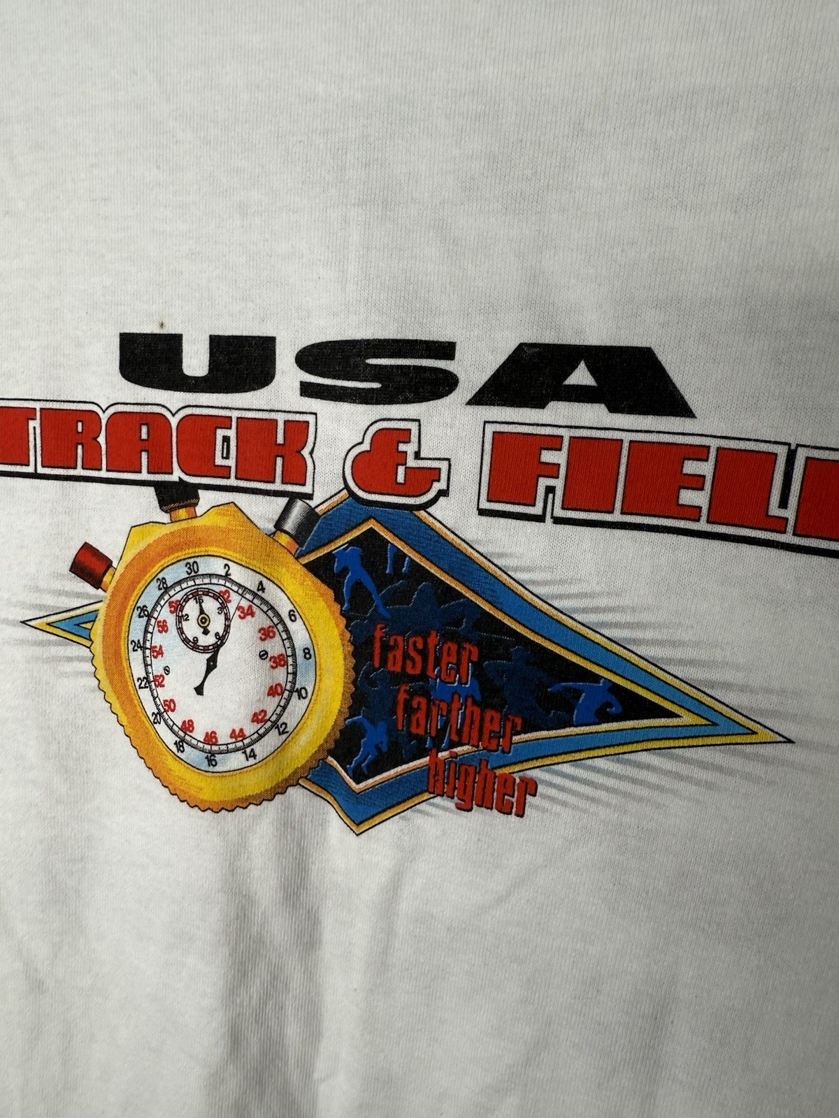 USA Track And Field T Shirt Mens Large Vintage Made In USA 90s Y2K Stop Watch gallery