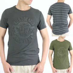 Mens Embossed Logo Striped Short Sleeve T-Shirt 33528 New
