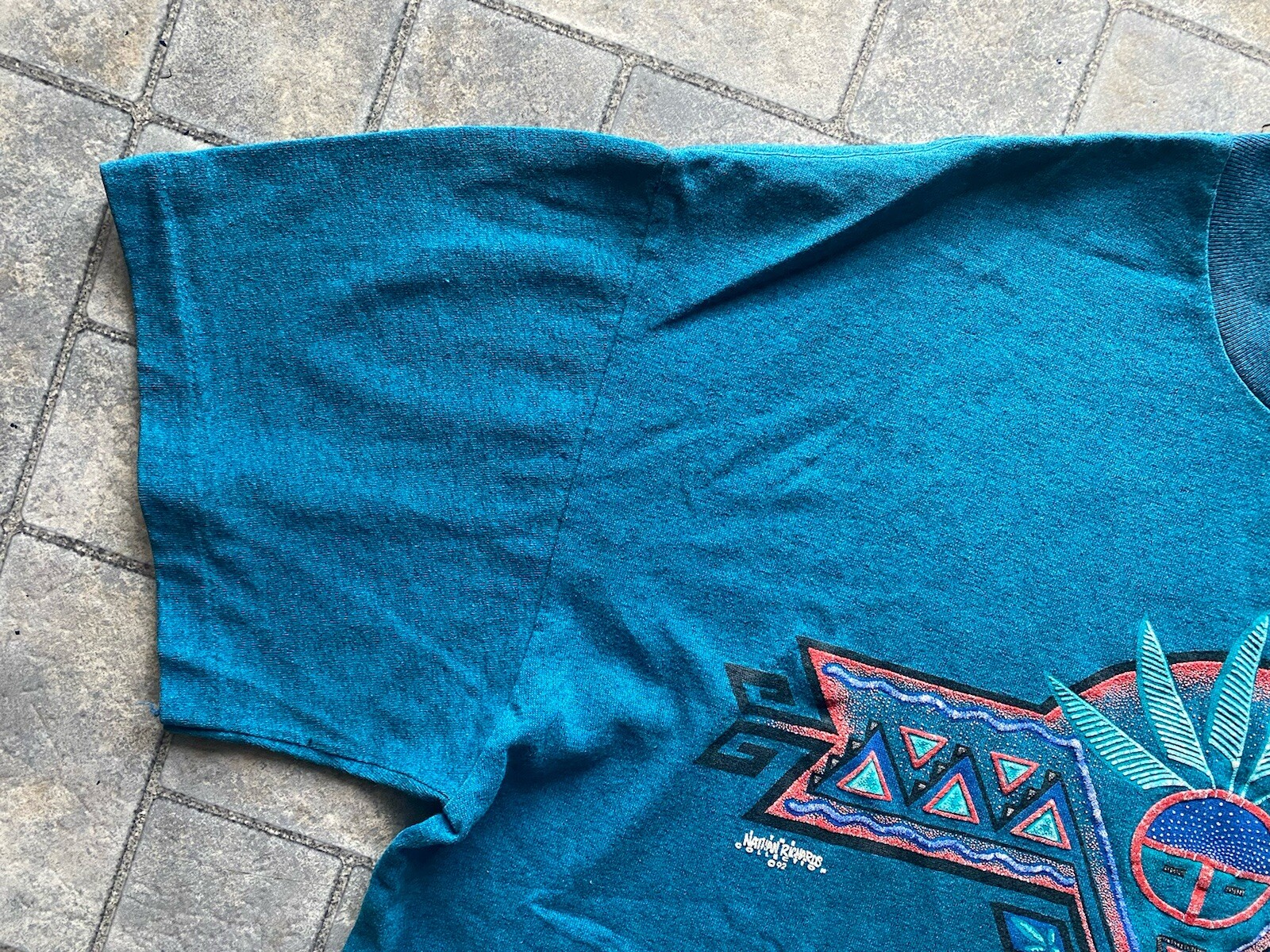 Vintage HEF-T By Teejays Single Stitch T Shirt Mens XL Blue 1992 Nathan Richards gallery