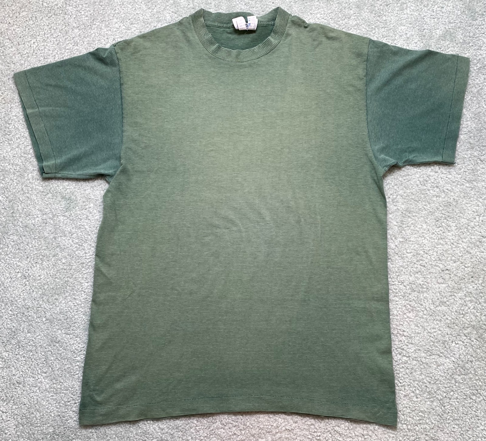Vtg TeeJays Faded Distressed Grunge Green Striped Shirt Soft XL Single Stitch