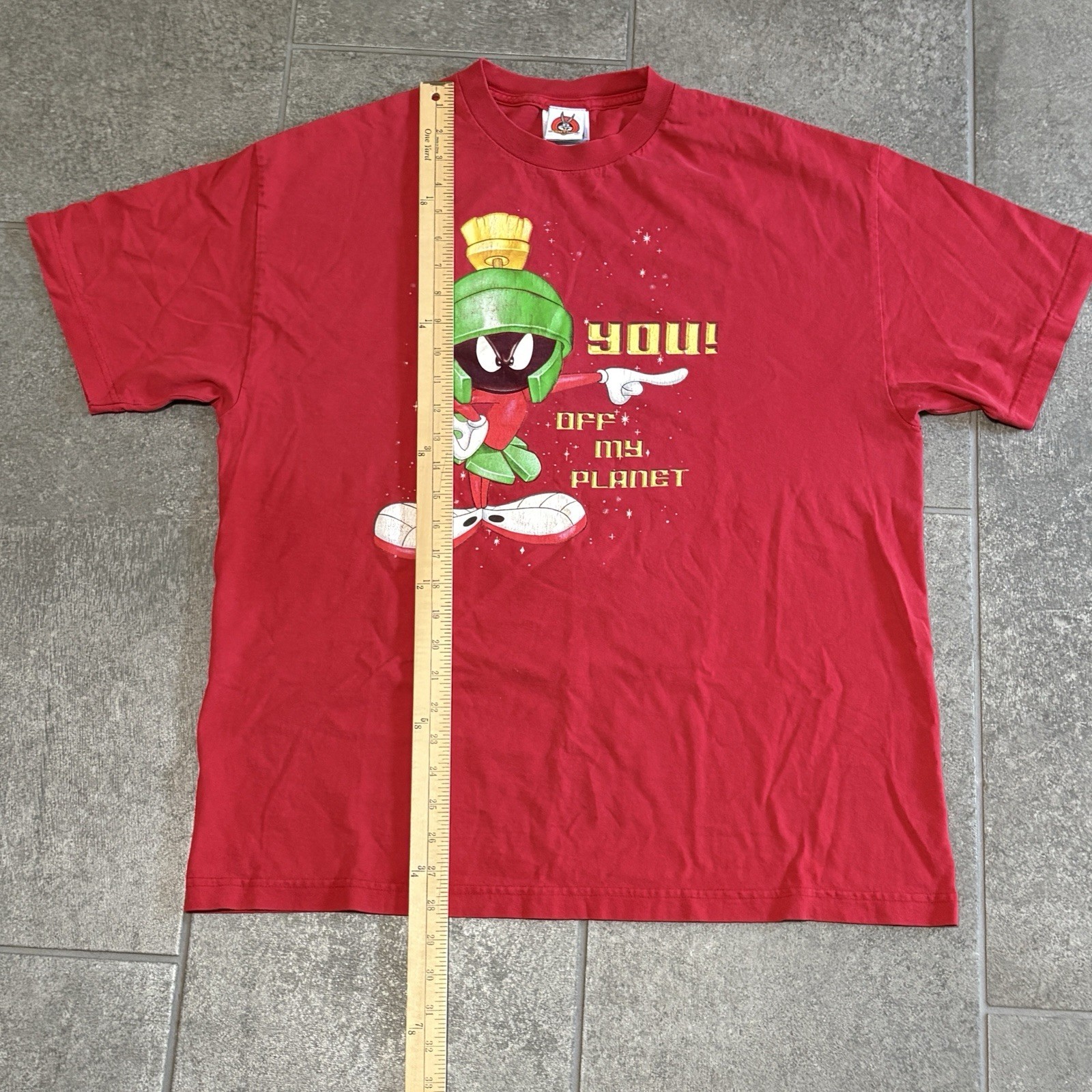 Marvin Martian Shirt Red Get Off My Planet Go Home Looney Tunes XL Y2K USA Bugs gallery